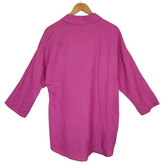 East 5th Women's Pink Linen Rayon Button Up Tunic Blouse Size Large - Picture 2 of 4